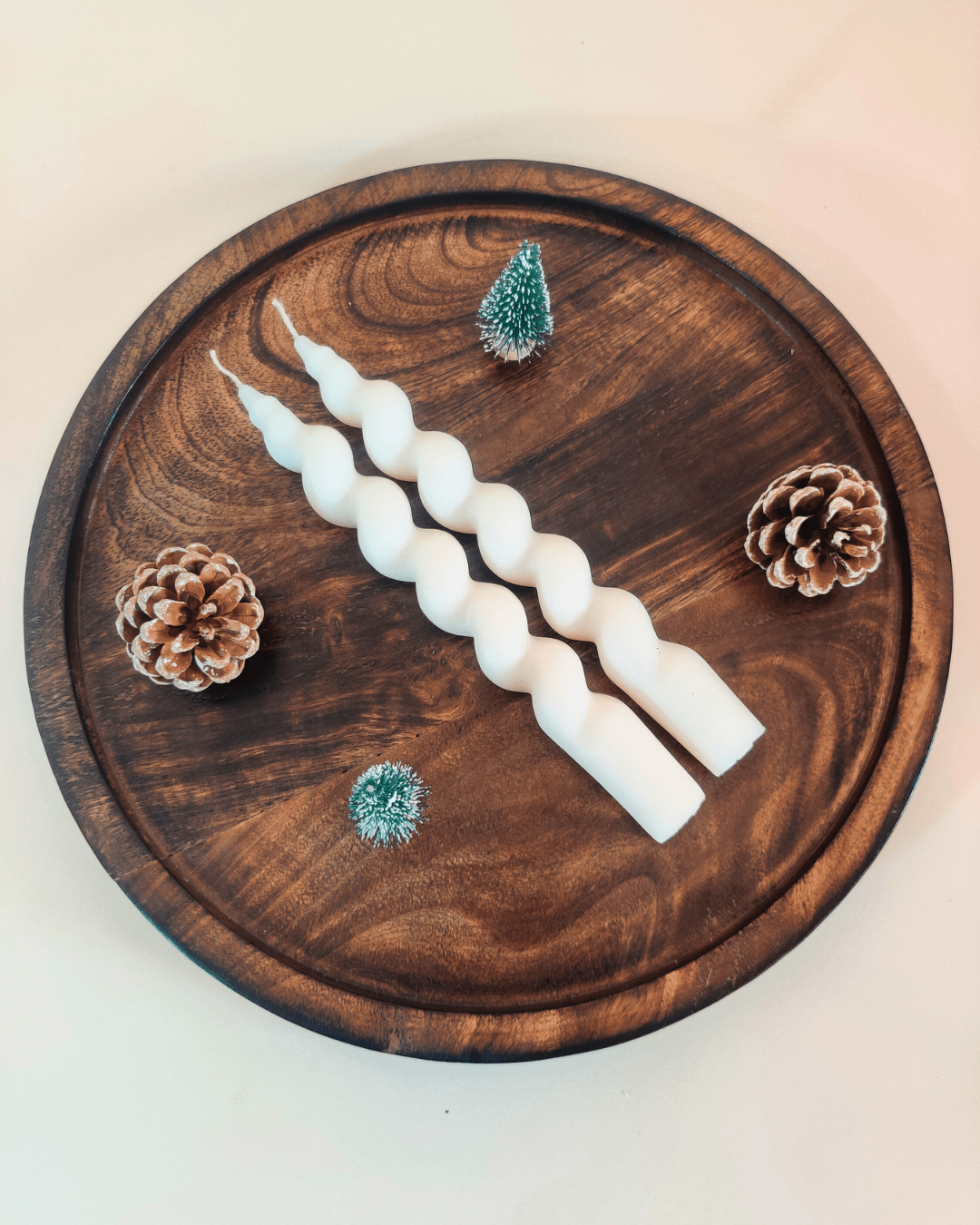 Unscented Spiral Taper Candles, Red, White & Green, Hand - Crafted Unique Table Candles - Suspire