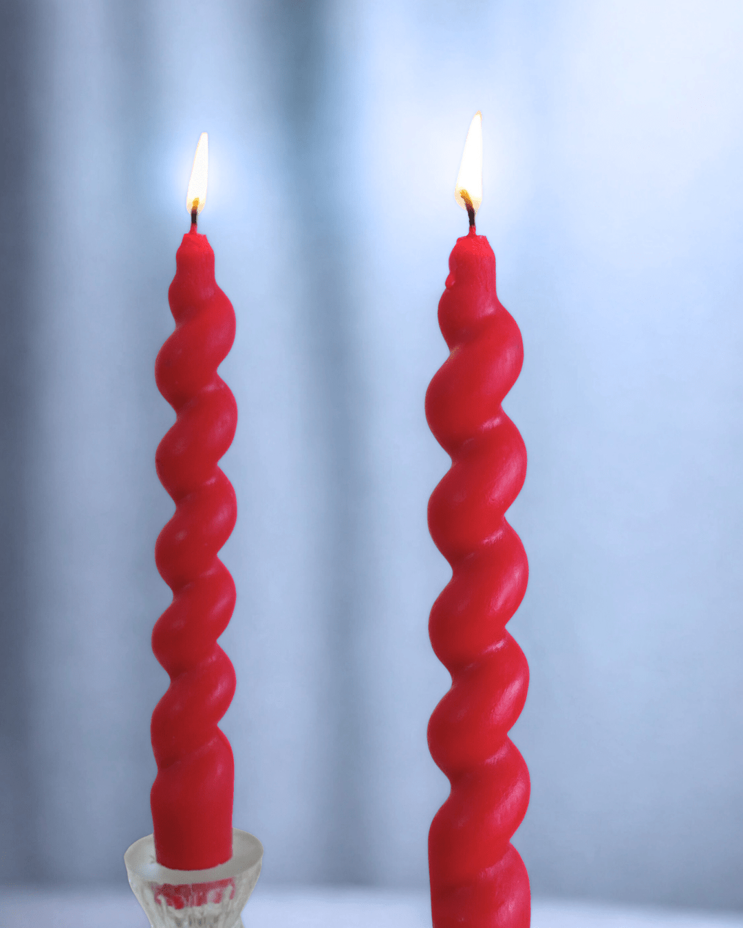 Unscented Spiral Taper Candles, Red, White & Green, Hand - Crafted Unique Table Candles - Suspire