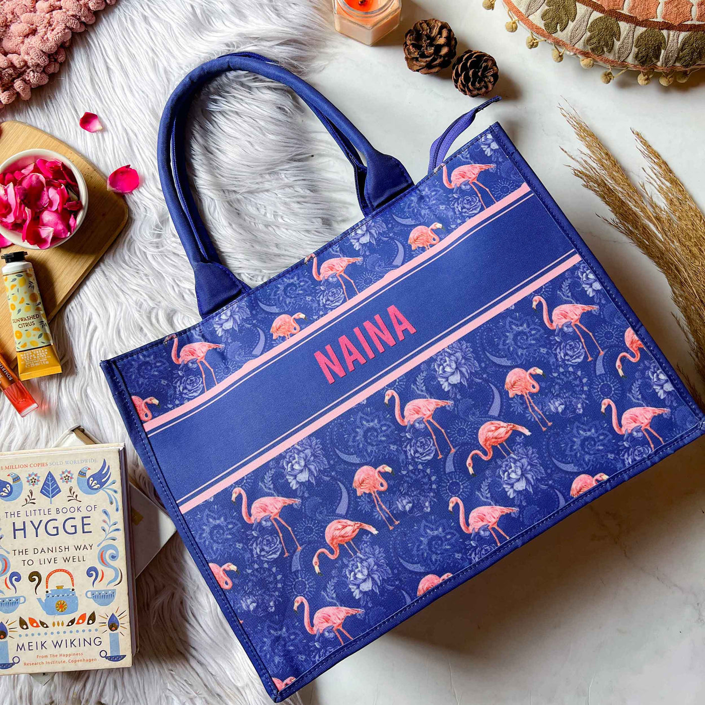 Sapphire flamingo  book tote