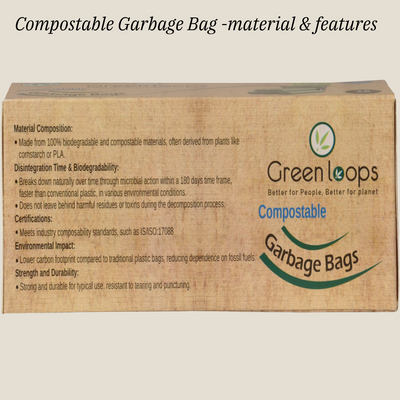 Compostable Garbage Bag Medium Size 17x19" - 60 pcs (Pack of 4 Roll)