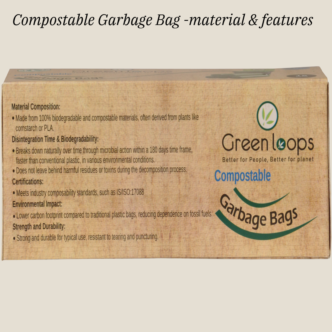 Green Loops  Compostable Garbage Bag - 30 Bag (Pack of 2 Roll)