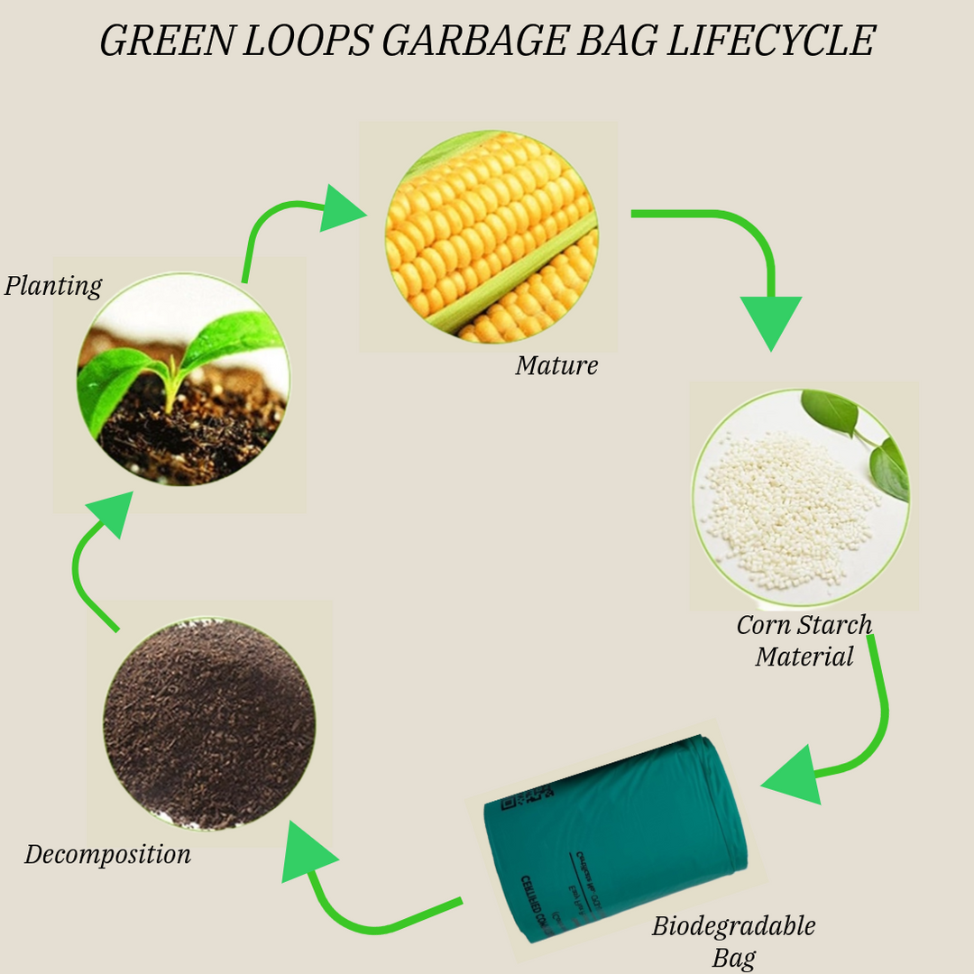 Green Loops  Compostable Garbage Bag - 60 pcs (Pack of 4 Roll)