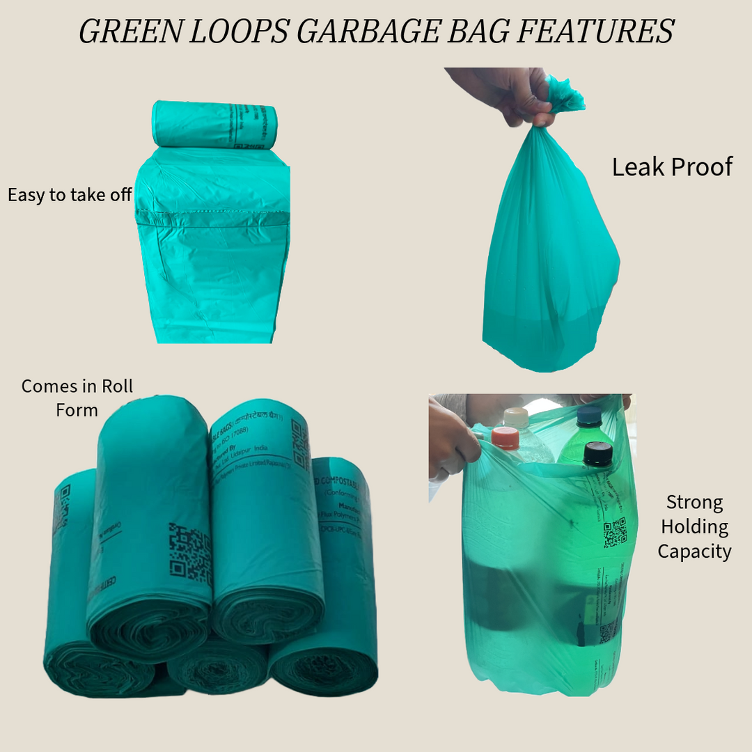 Green Loops  Compostable Garbage Bag - 30 Bag (Pack of 2 Roll)