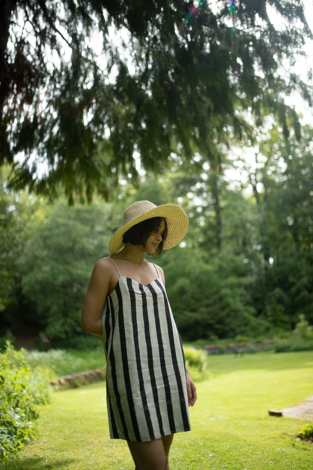 The Terra Tribe California Slip Dress | Stripes | Black