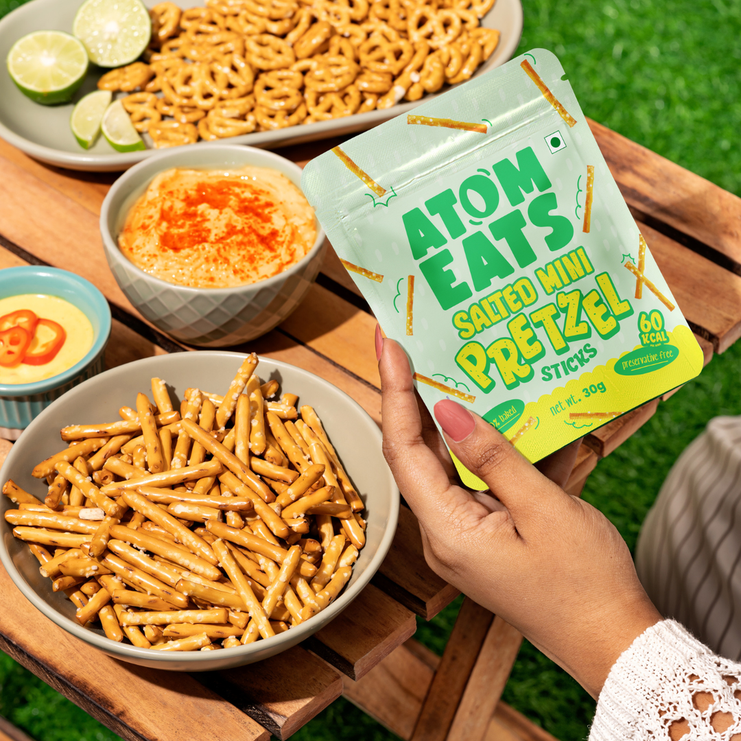 Atom Eats Salted Pretzel Mini Sticks | (30g X 2)  Pack by Atom Eats