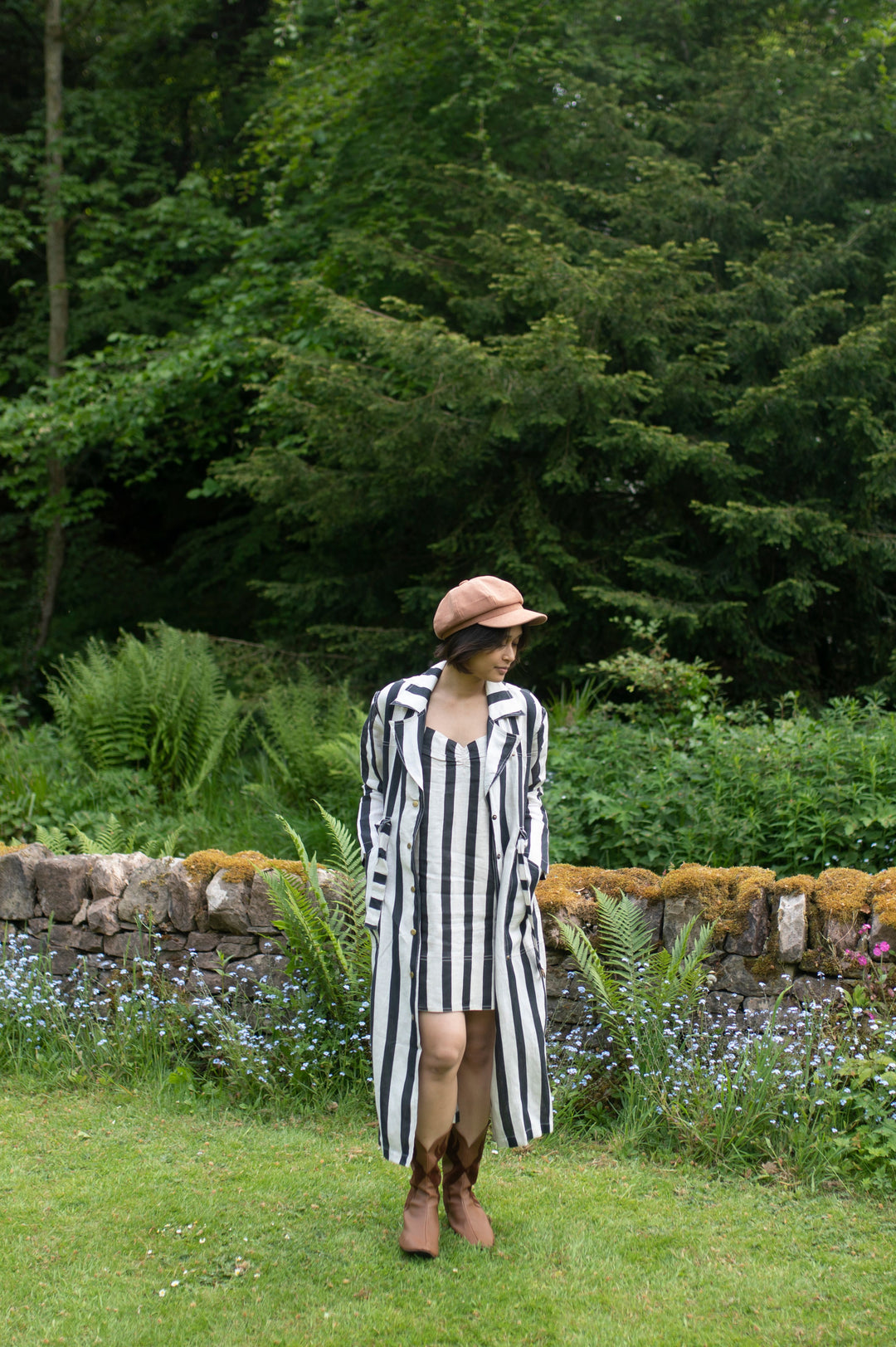 The Terra Tribe Summer Trench Coat | Stripes | Black