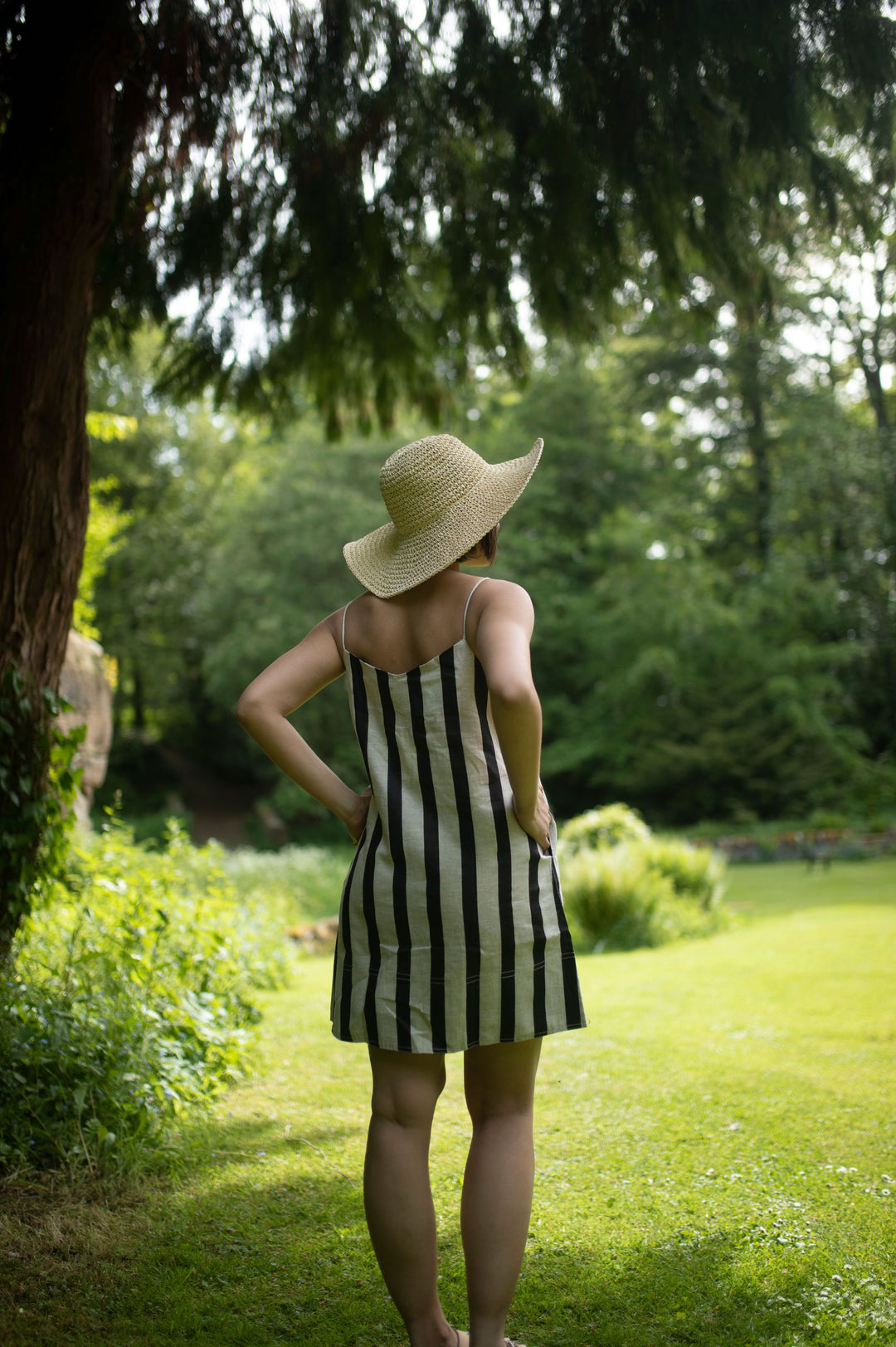 The Terra Tribe California Slip Dress | Stripes | Black