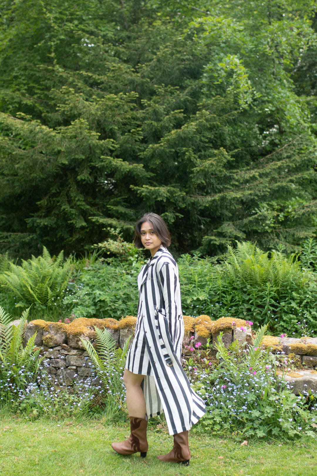 The Terra Tribe Summer Trench Coat | Stripes | Black