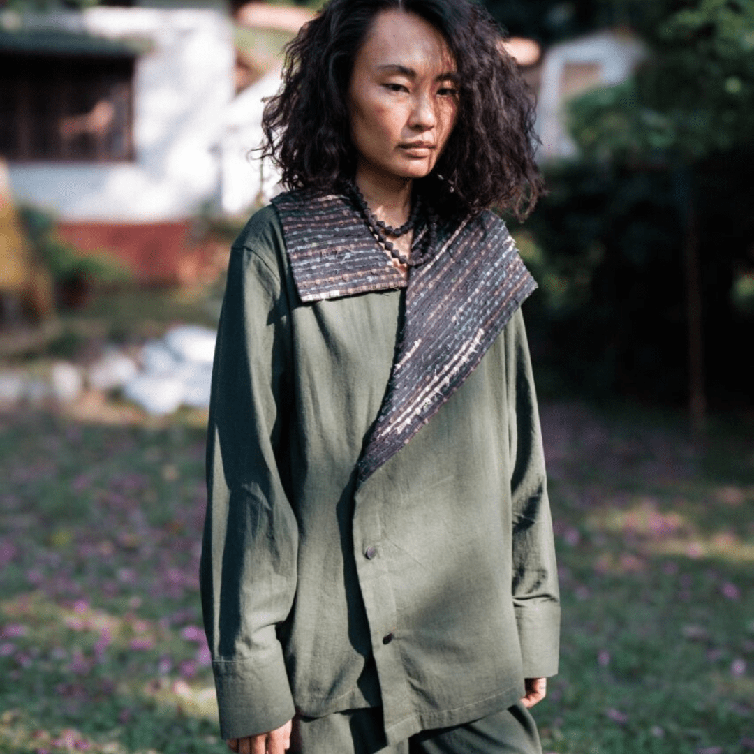 Upcycled Handwoven Arrow collar shirt - Suspire