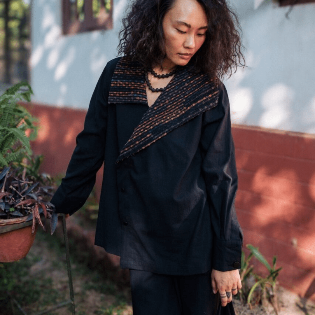 Upcycled Handwoven Arrow collar shirt - Suspire