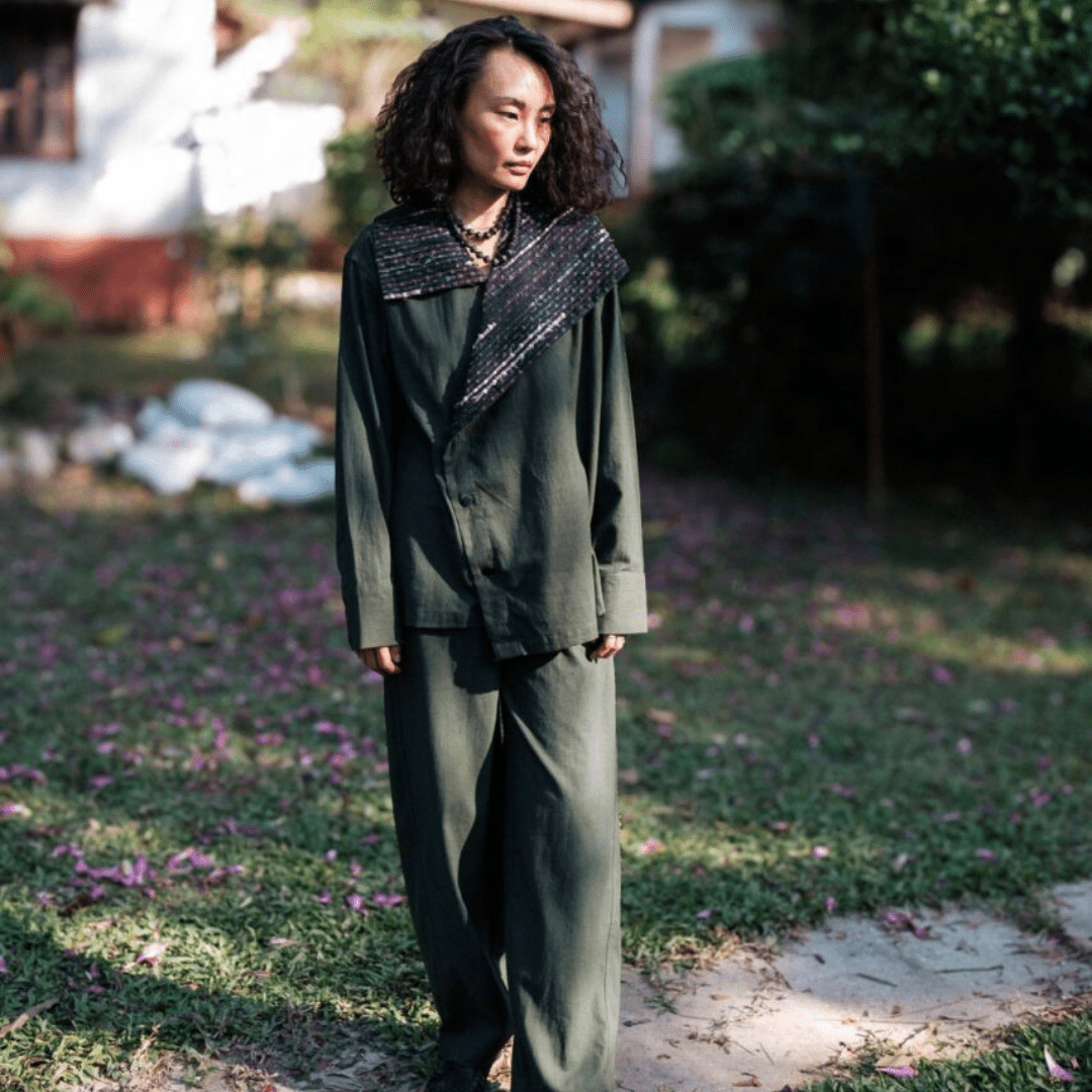 Upcycled Handwoven Arrow collar shirt - Suspire