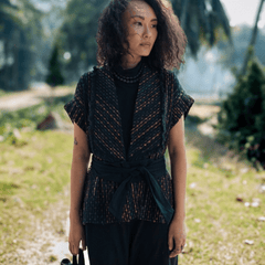 Upcycled Handwoven Berlin shawl collar top