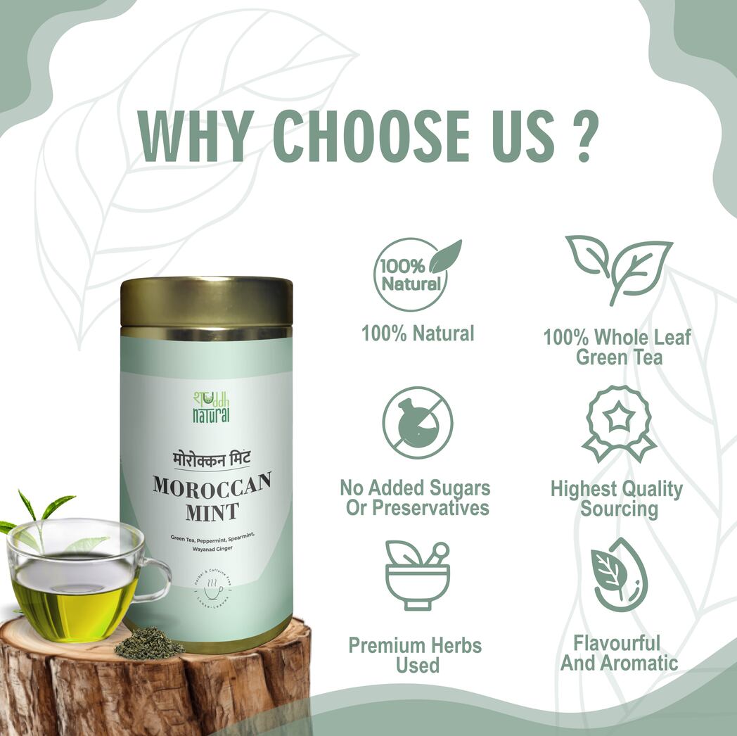 Shuddha Natural B1G1 I Moroccan Mint I Green Tea I Calming I Energising - 75 Grams