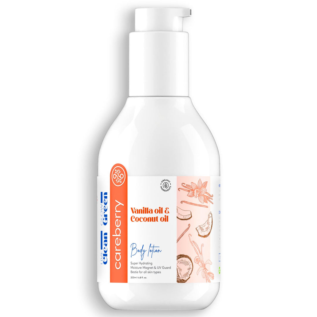 Careberry Vanilla & Extra Virgin Coconut Oil Body Lotion| Ultra Moisture, Fast-Absorbing, Paraben & Silicone Free 200ml
