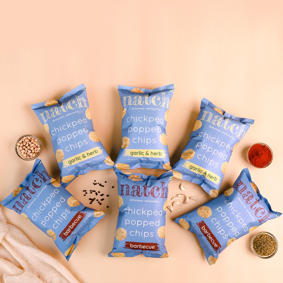NATCH chickpea popped chips - variety pack (pack of 6 - 55g)