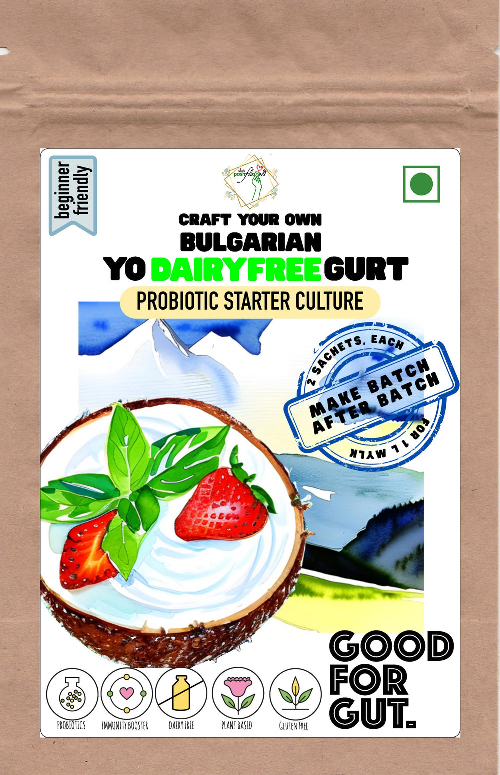 Alla's Posh Flavors Bulgarian Yo -Dairy Free- Gurt Starter | Non-GMO | Plant Based Cultures | Make Batch-After-Batch at Home Easily | Imported from Europe