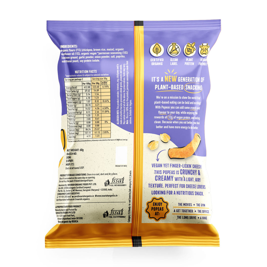 Nourish Organics Chickpea Puffs | VEGAN PARMESAN (Pack x4)