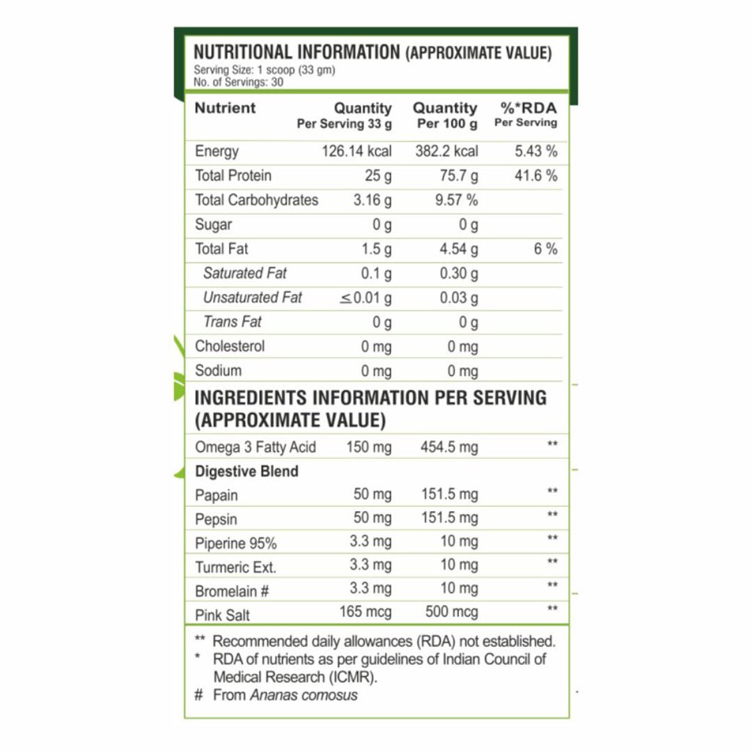 Plant-Based Vegan Protein Powder Chocolate 1kg | BCAAs & Digestive Enzymes