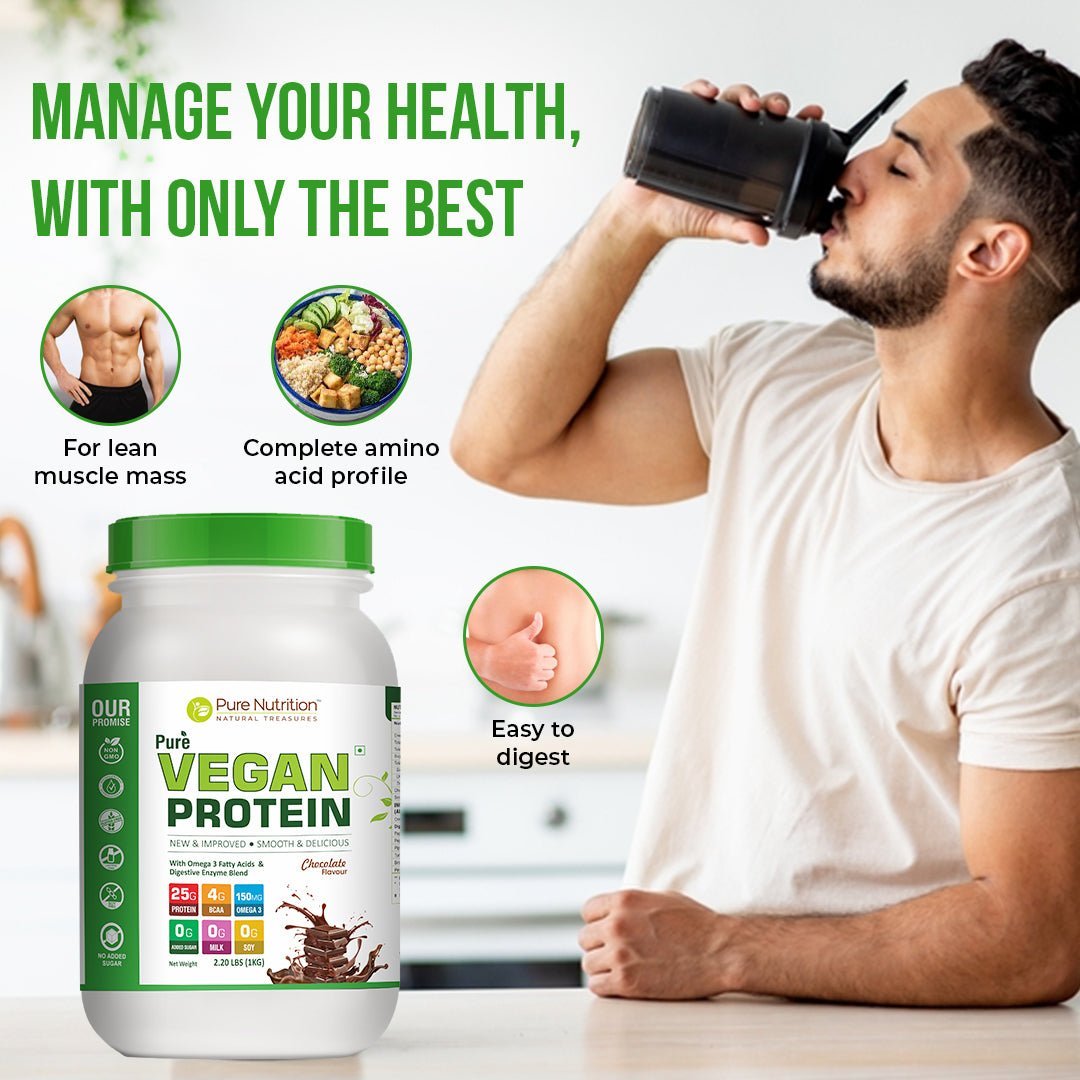 Plant-Based Vegan Protein Powder Chocolate 1kg | BCAAs & Digestive Enzymes