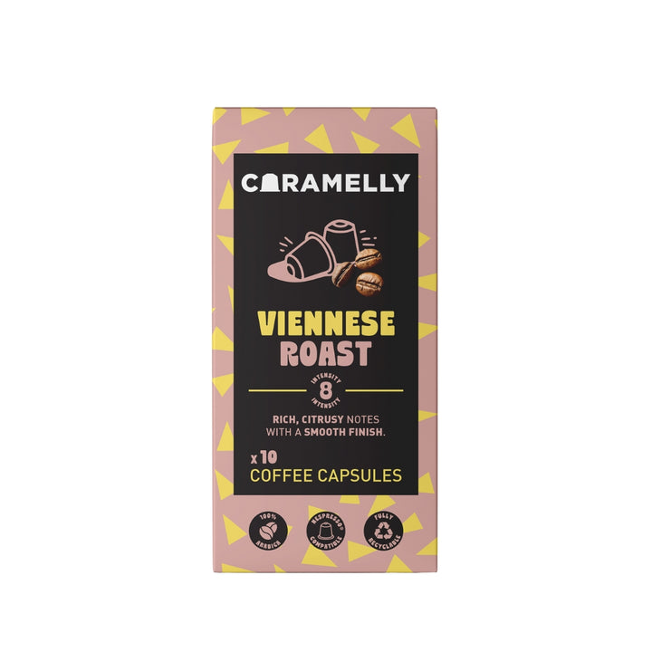 Caramelly Viennese Roast Nespresso Compatible Coffee Capsules, 10 Pods, Intensity - 8 | Nespresso Compatible Pods Coffee Pods | 100% Arabica Coffee