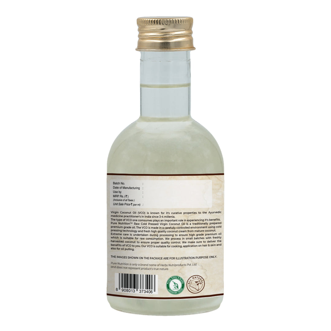 Raw Cold Pressed Virgin Coconut Oil  250ml | Hair, Skin & Cooking