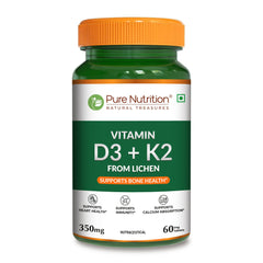Vitamin D3 + K2 from Lichen  Bone, Heart & Calcium Support | 60 Tablets