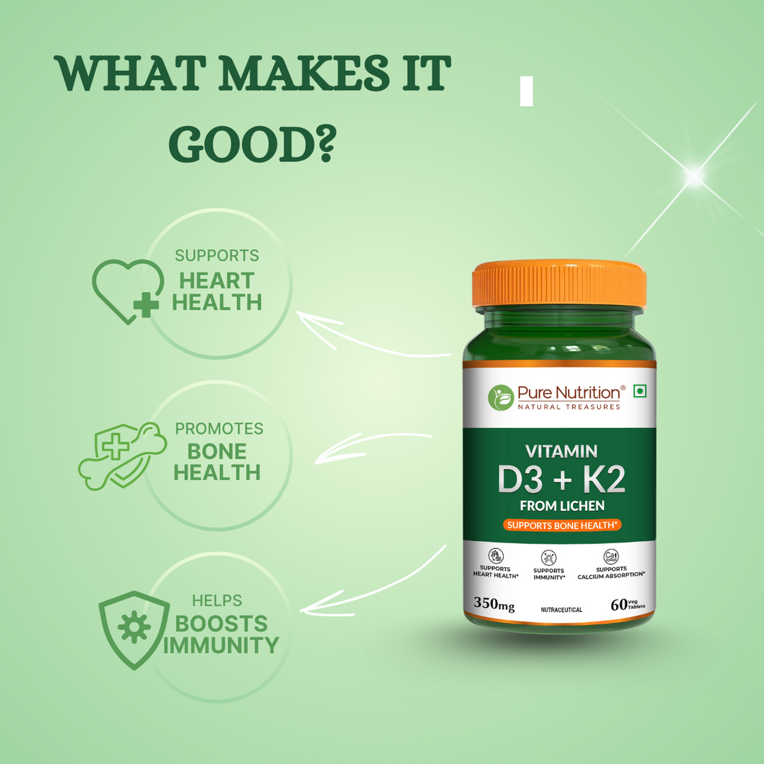 Vitamin D3 + K2 from Lichen  Bone, Heart & Calcium Support | 60 Tablets