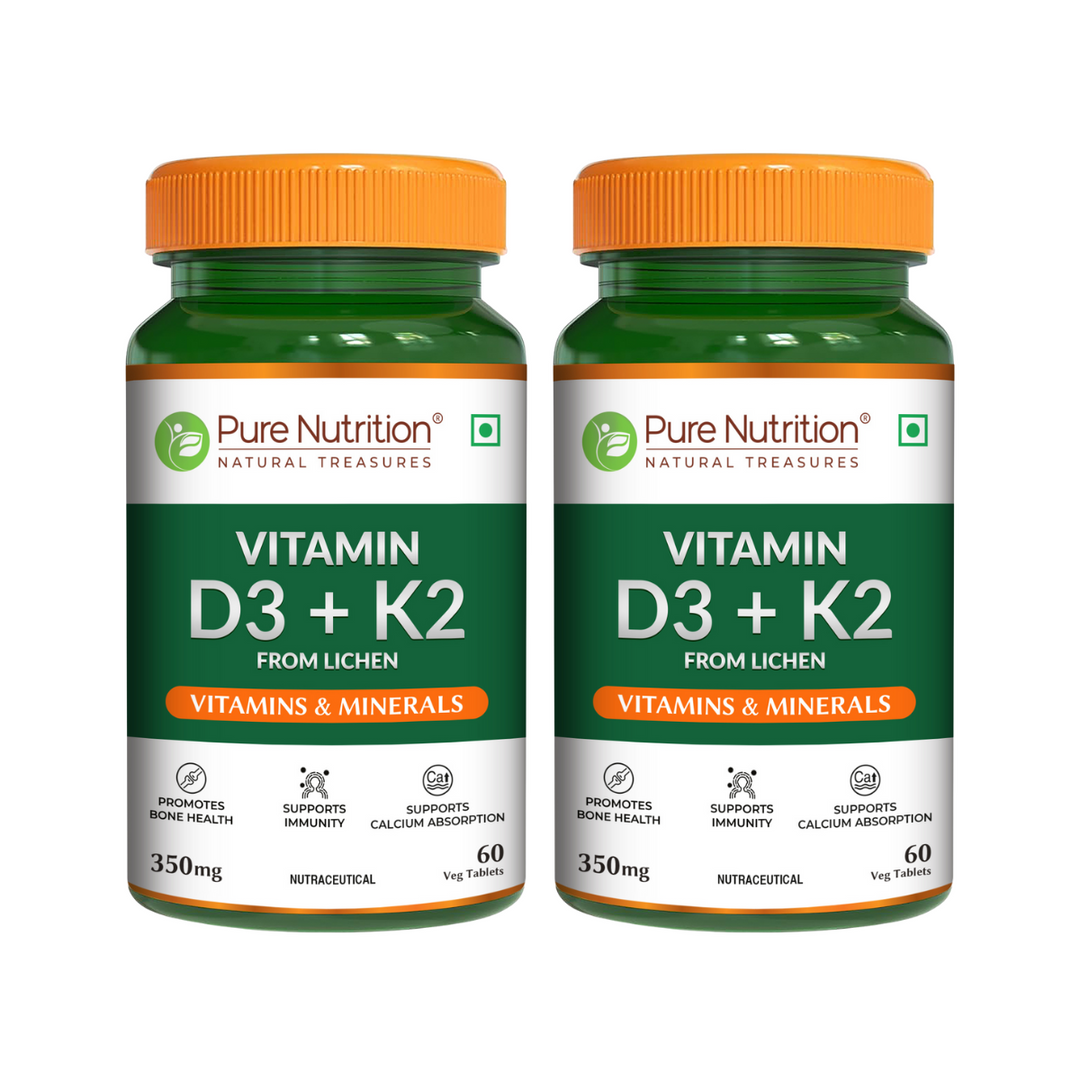 Vitamin D3 + K2 from Lichen  Bone, Heart & Calcium Support | 60 Tablets