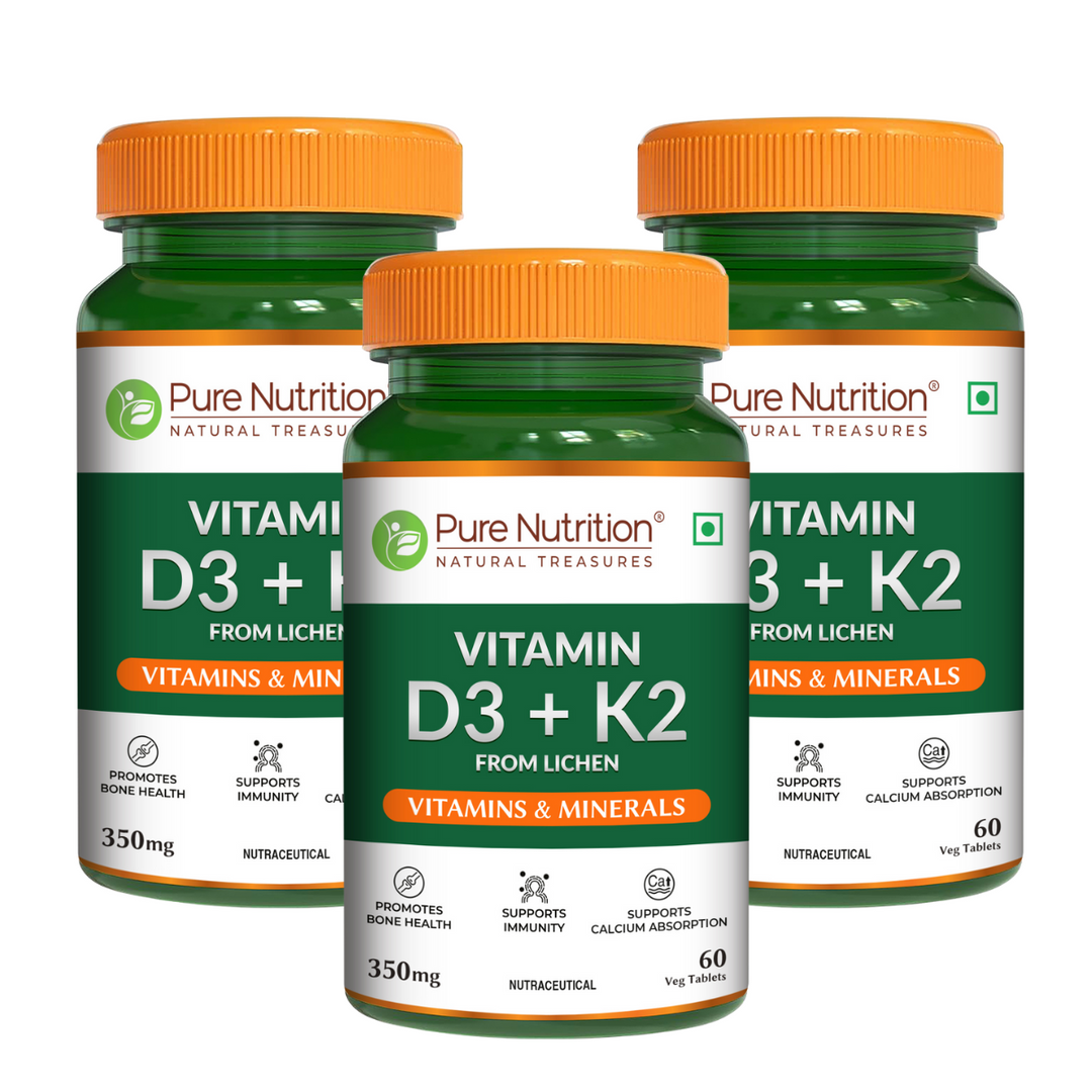 Vitamin D3 + K2 from Lichen  Bone, Heart & Calcium Support | 60 Tablets