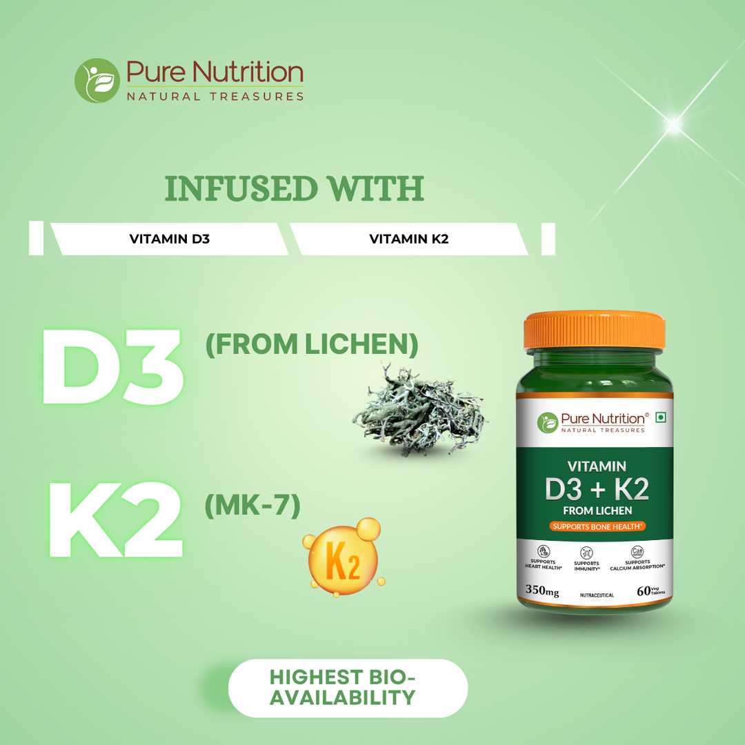 Vitamin D3 + K2 from Lichen  Bone, Heart & Calcium Support | 60 Tablets
