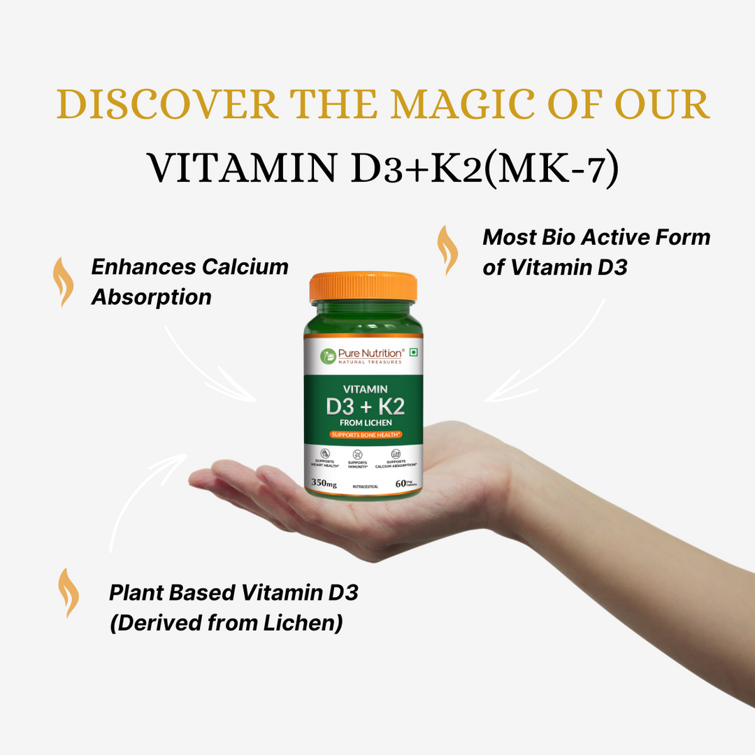 Vitamin D3 + K2 from Lichen  Bone, Heart & Calcium Support | 60 Tablets