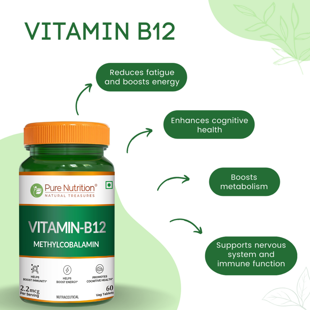 Vitamin B12 Methylcobalamin - 60 Vegetarian Tablets | Supports Energy and Overall Wellness for Men and Women