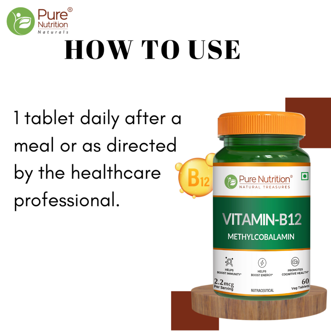 Vitamin B12 Methylcobalamin - 60 Vegetarian Tablets | Supports Energy and Overall Wellness for Men and Women