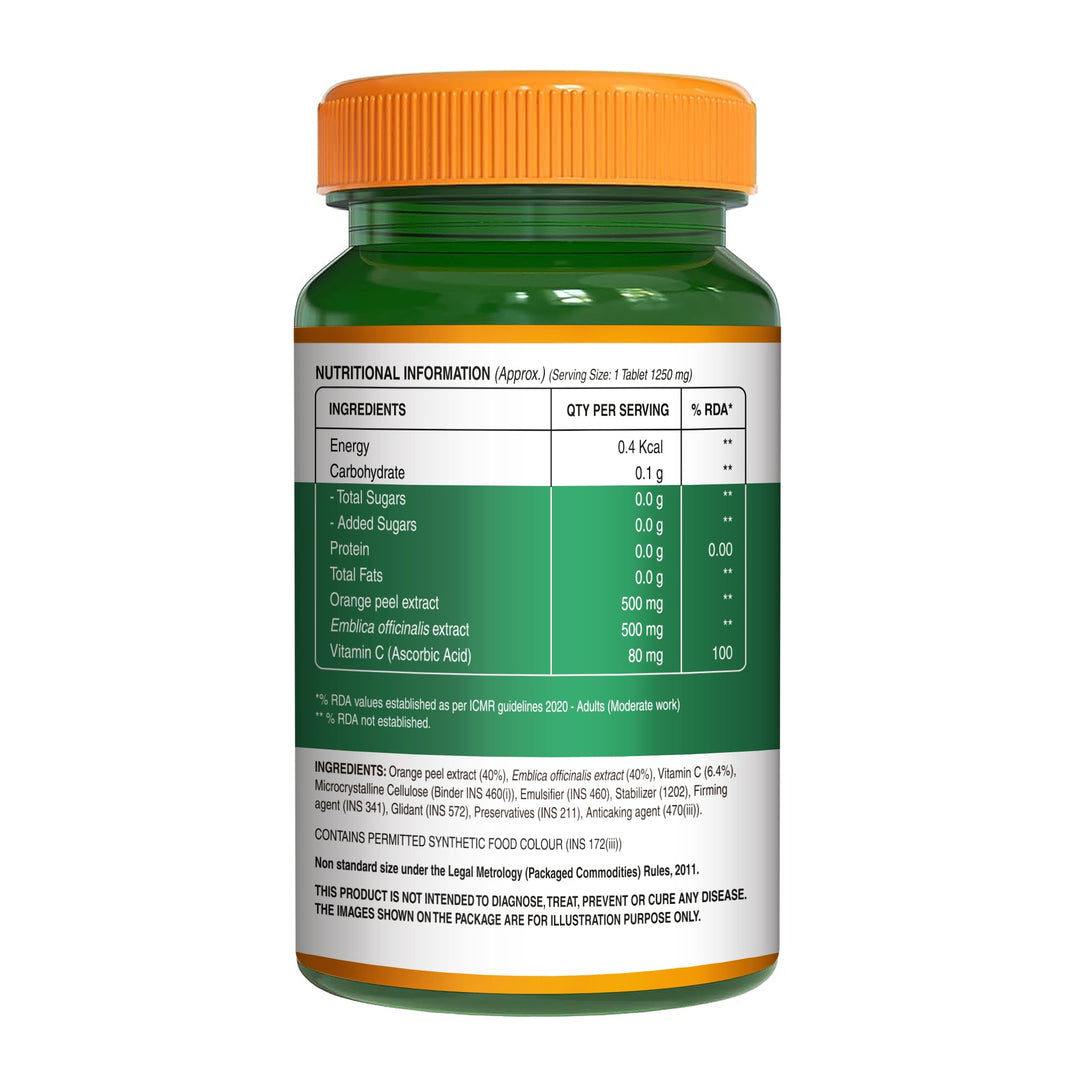 Vitamin C 1250 mg with Orange Peel & Amla Extract | 120 Veg Tablets
