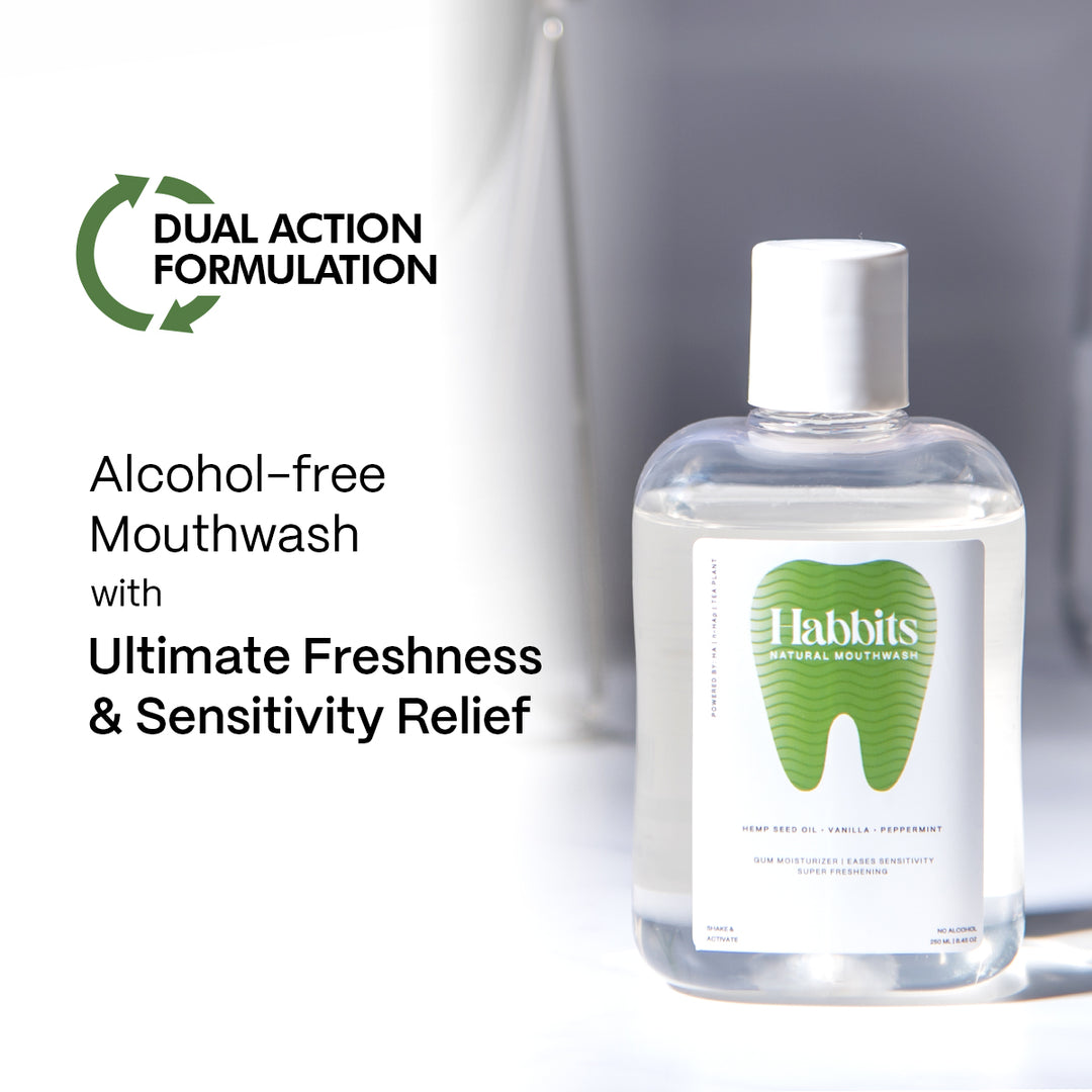 Habbits Sensitivity Relief Hemp Seed Oil, Vanilla Natural Mouthwash (Pack of 4)