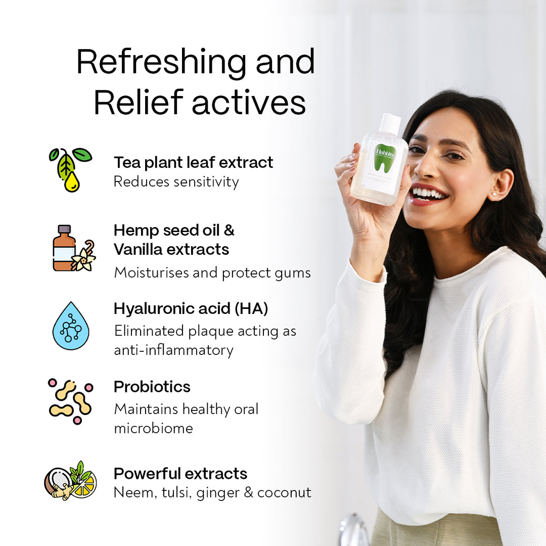 Habbits Sensitivity Relief Hemp Seed Oil, Vanilla Natural Mouthwash (Pack of 4)