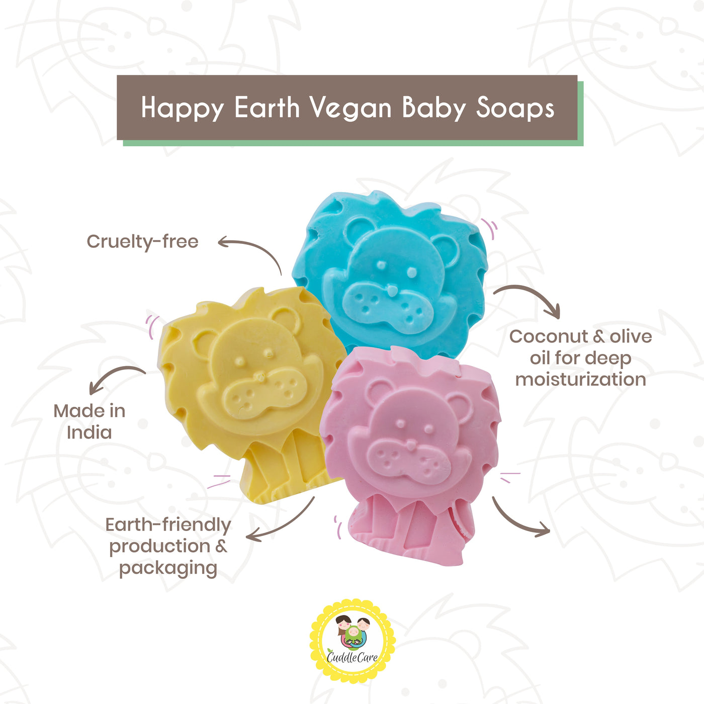 Happy Earth Vegan Baby Bath Soap for Kids- Lemon