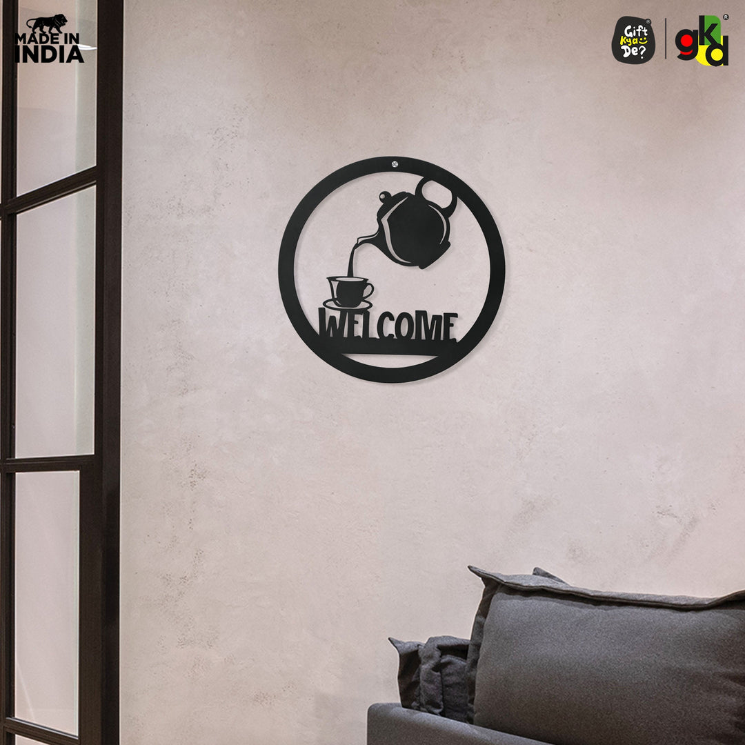 Welcome, Coffee & Kitchen Theme Wall Art | Wood Wall Hanging for Home Décor, Cafe Decor - Suspire