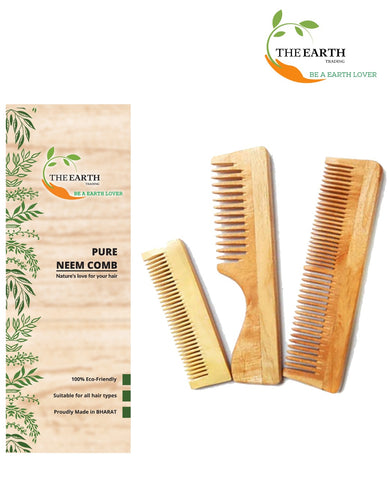 Natsbyte Pure Kacchi Neem Wood Comb Pack Combo -05 (Pack of 3)