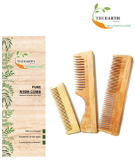 Natsbyte Pure Kacchi Neem Wood Comb Pack Combo -05 (Pack of 3)