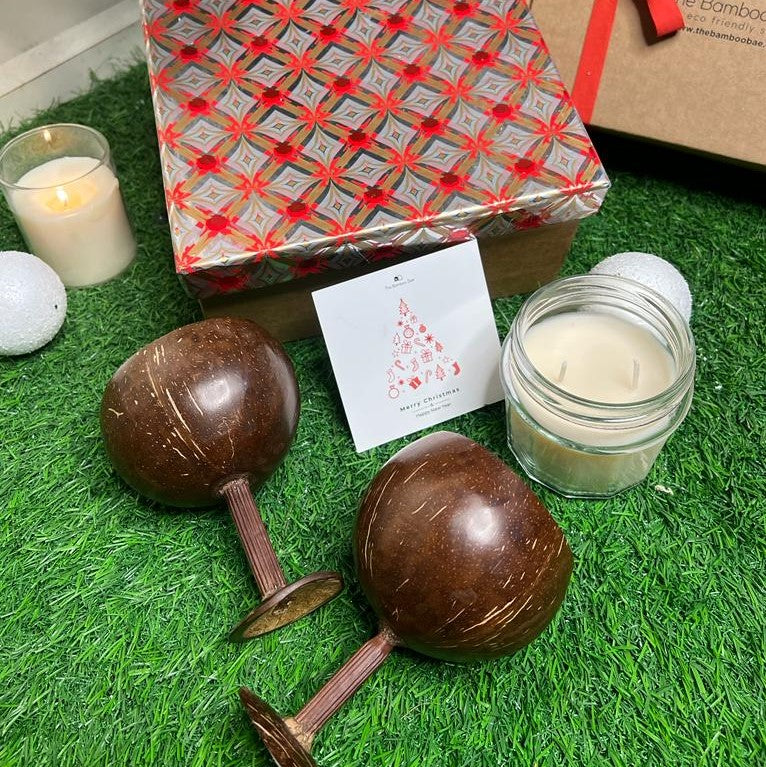 Drunken Santa Gift Box | Sustainable Celebration with Wine Glasses & Soy Candle