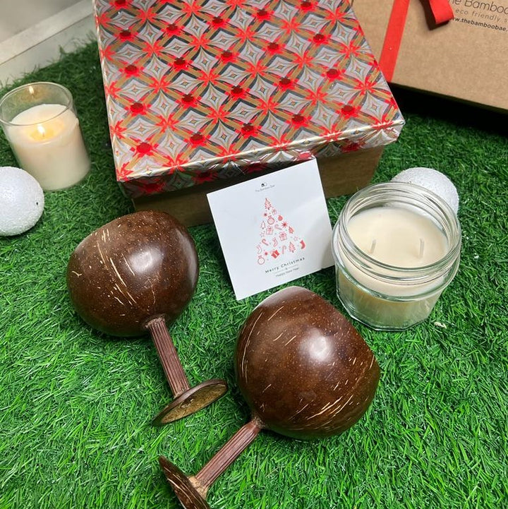 Drunken Santa Gift Box | Sustainable Celebration with Wine Glasses & Soy Candle