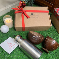 Winter Gift Box | New Year Gift Hamper | Thermos Bottle Coconut Bowl Tea Light Holder