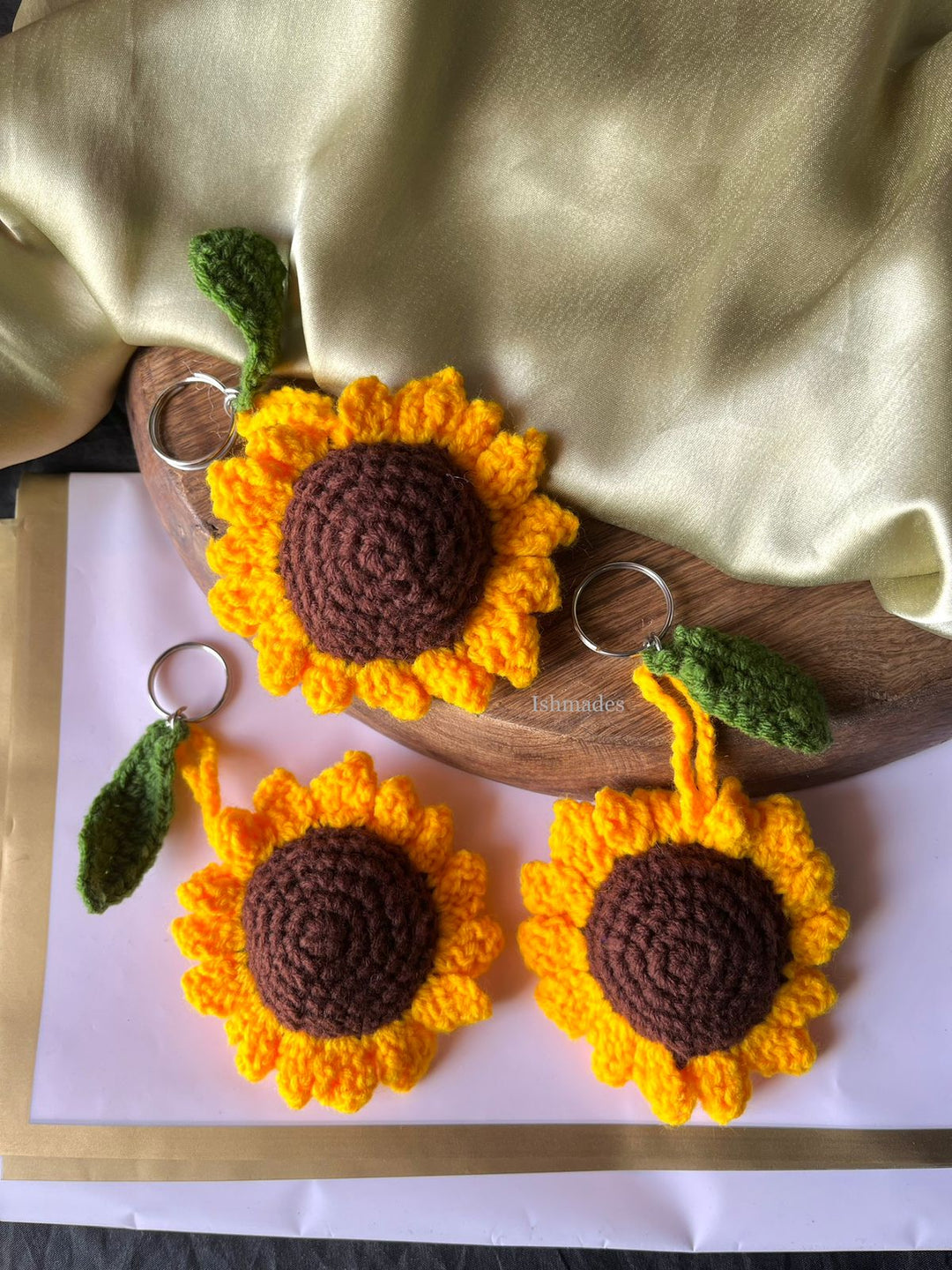 Ishmades Sunflower Crochet Keychain