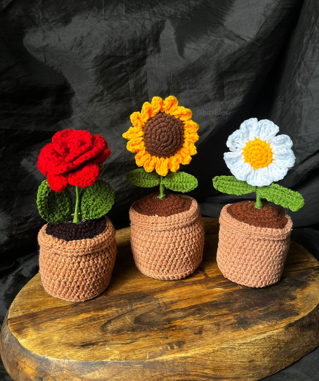 Ishmades Crochet Combo Pots| Home decor| 24x10 cm