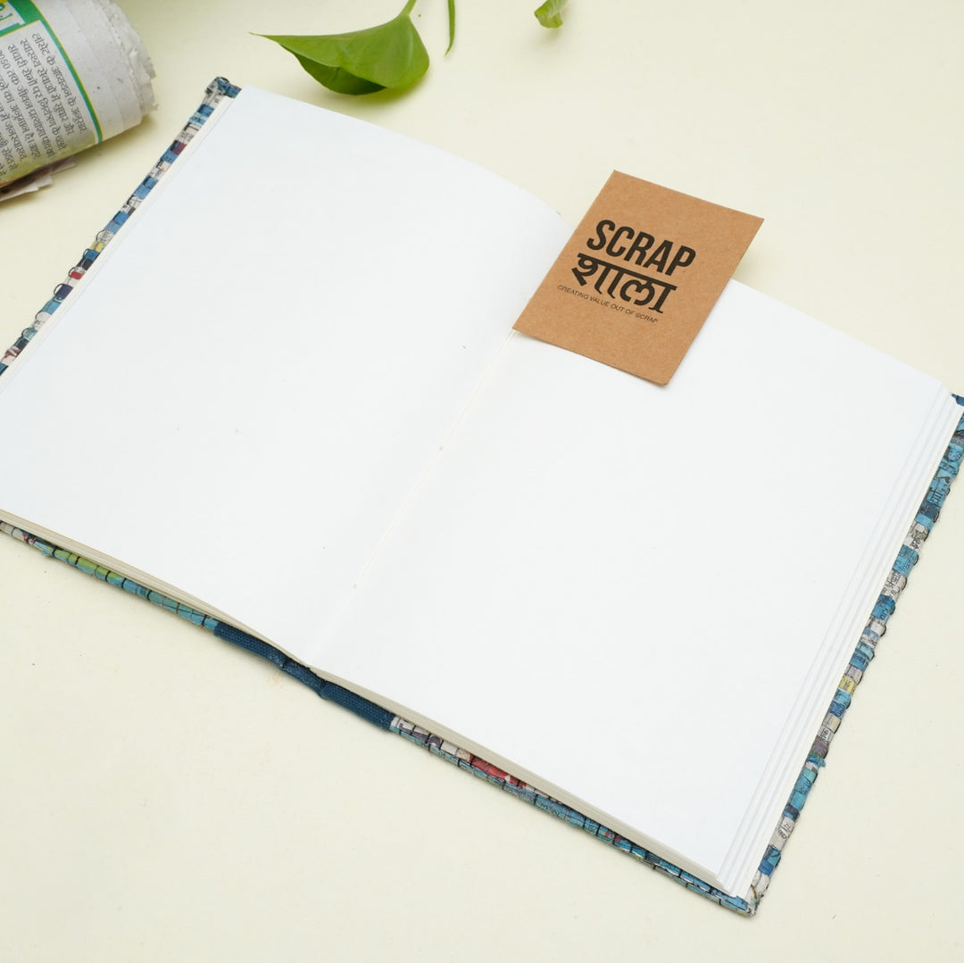 Upcycled Corporate Diary | Blue hardbound Cover | 100 recycled paper | Handcrafted | Scrapshala
