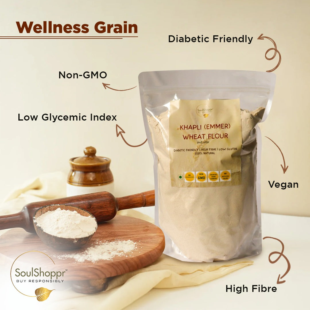 Khapli Wheat Flour | Low Gluten | 2 Kg | Aids in Digestion