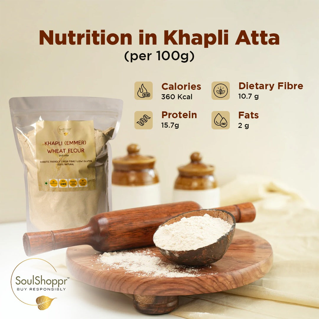 Khapli Wheat Flour | Low Gluten | 2 Kg | Aids in Digestion