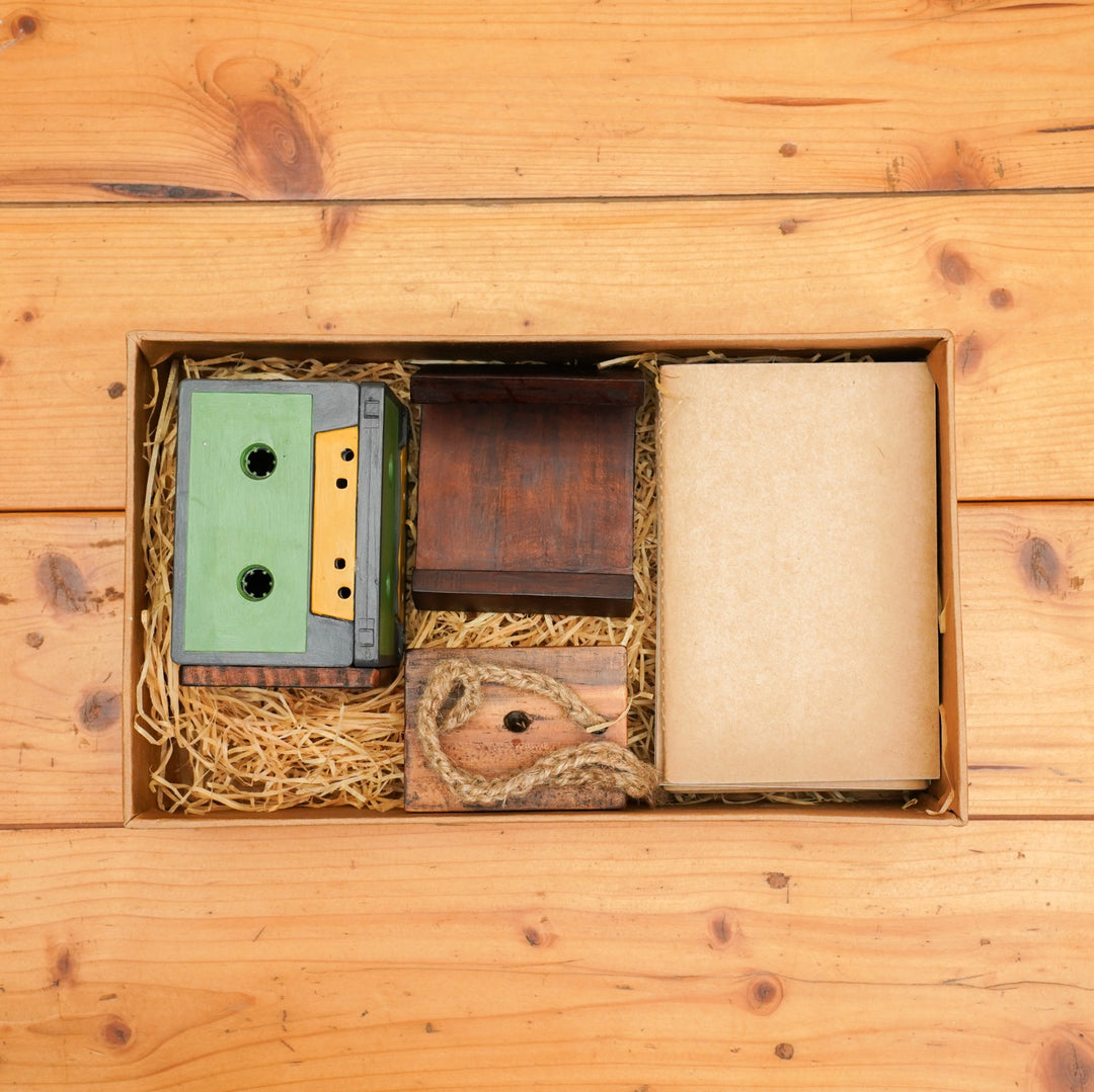 Green My Desk Gift Hamper | Upcycled Penstand | Pack of 4 Notepads | Hanging Indoor Planter | Office Mobile Holder| Sustainably Handcrafted