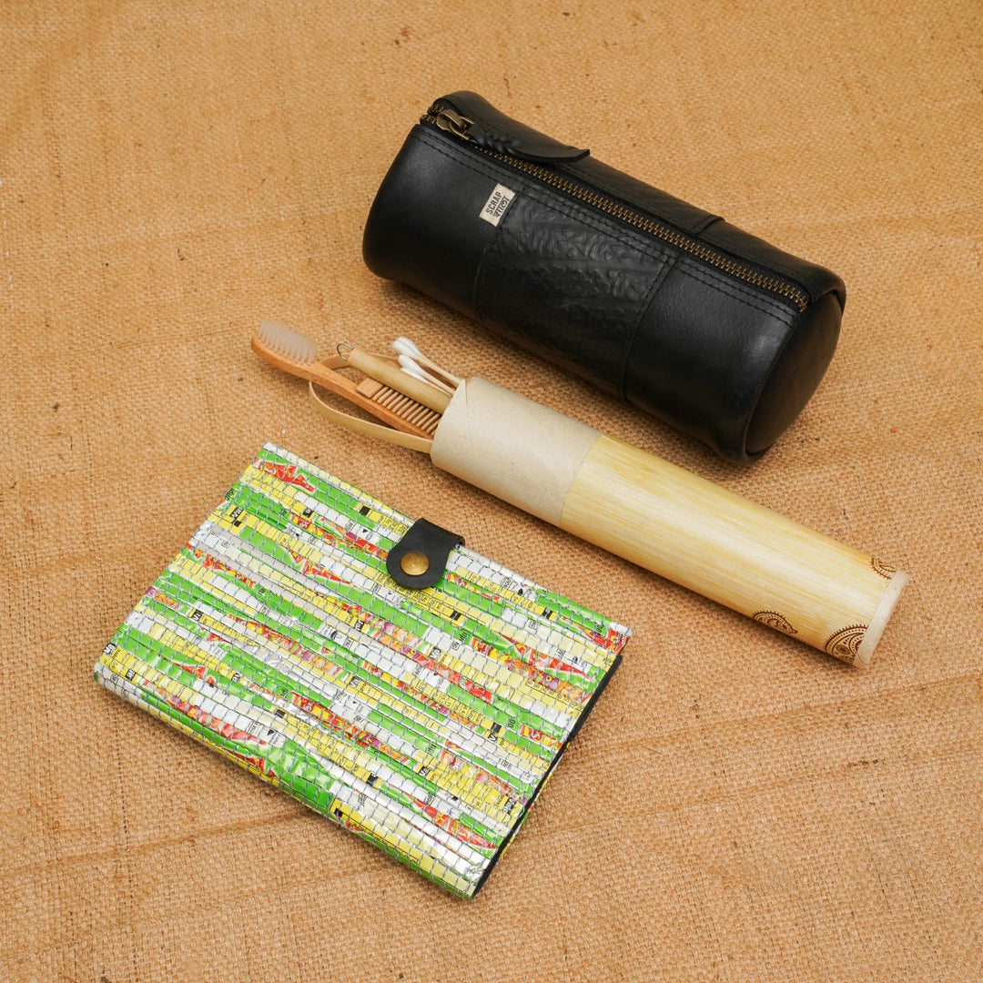 Wanderlust Gift Hamper | Travel Zip Pouch | Travel Journal | Zero waste travel kit | Handcrafted in india